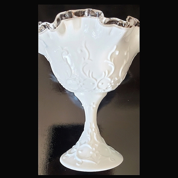 Vntg "Silver Crest Spanish Lace"  6 5/8" Compote by Fenton - Picture 3 of 8